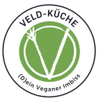 Logo-Variante 1: Veld-Küche - (D)ein Veganer Imbiss (stilisiertes weißes 'V' auf grünem stilisierten Teller)